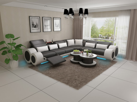 Leren bank Woonkamer Hoekbank Modern Ontwerp Bank met USB Relax功能