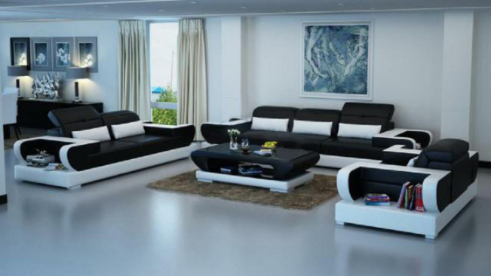 Bankstel Bank Bekleding Leer Zitgroep 3+2+1 Set Moderne Bank met USB