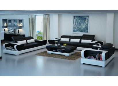 Bankstel Bank Bekleding Leer Zitgroep 3+2+1 Set Moderne Bank met USB