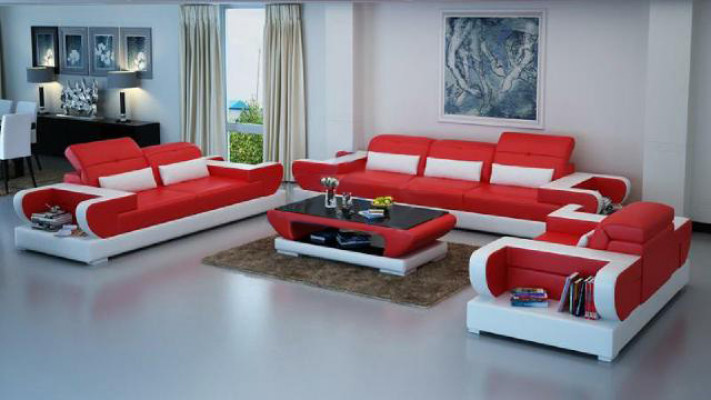 Bankstel Bank Bekleding Leer Zitgroep 3+2+1 Set Moderne Bank met USB