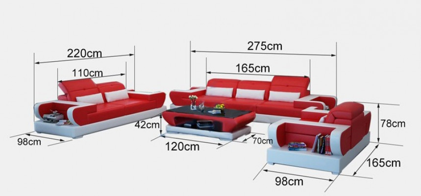 Bankstel Bank Bekleding Leer Zitgroep 3+2+1 Set Moderne Bank met USB