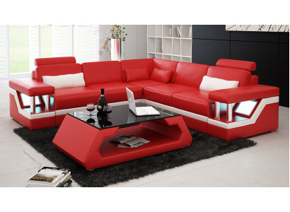 Leren bank met USB woonlandschap hoekbank hoekstel bankstel designbank L6002B