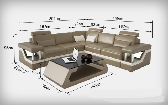 Leren bank met USB woonlandschap hoekbank hoekstel bankstel designbank L6002B