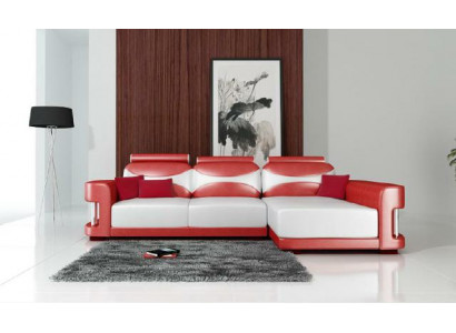 Hoekbank Hoekbank met USB-bekleding van lederen woonlandschap Chaiselounge Wies.