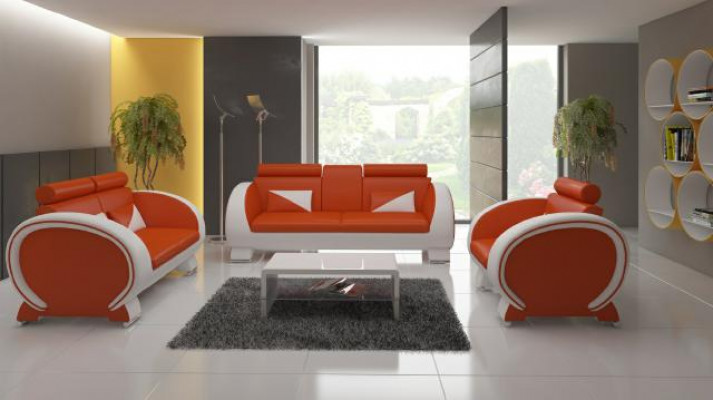 LEDEREN BANK MET USB-ONTWERPBANKSTEL 3+1 BANKSTEL BEKLEDINGSSET BEKLEDINGSSOFA