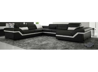 LEREN BANKSTEL XXL WOONLANDSCHAP HOEKBANK DESIGN BANK BANKSTEL SET HOEKCOUCH NIEUW