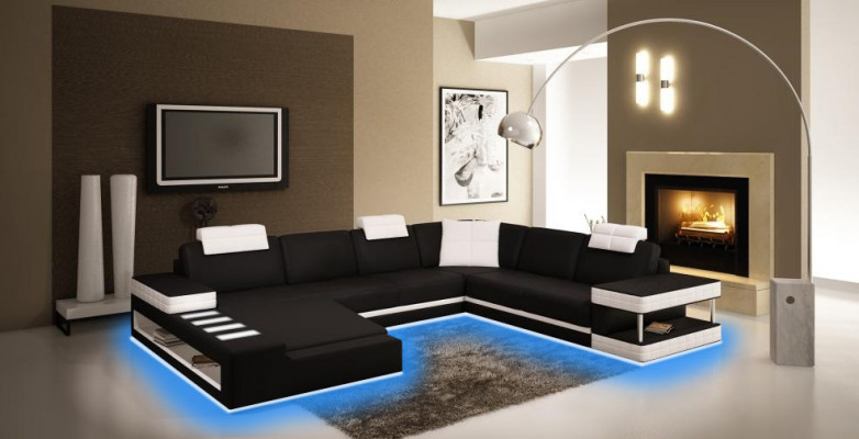 Leren bank hoekbank hoekbank gestoffeerde zithoek set woonlandschap = Leren bank hoekbank hoekbank gestoffeerde zithoek set woonlandschap