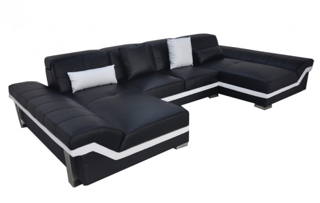 Lederen bank Bank woonlandschap Hoekbankstel Design Modern Bank U-vorm K5007C