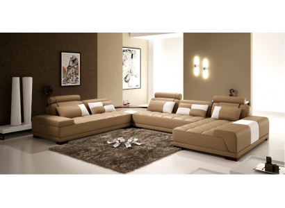 Ledersofa Bank Bekleding Stoel Hoek Woonlandschap Bank Hoekbank PH376 Beige