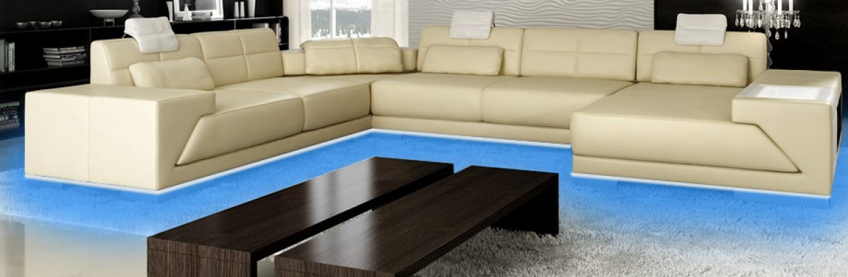 Ledersofa Bank Bank Designersofa U-vormige hoekbank gestoffeerde hoekbank XXL Big PH3005