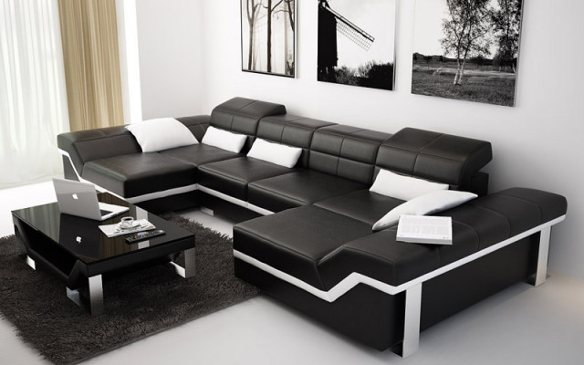 Leren bank Bank Bank Woonlandschap Hoekbank Set Ontwerp Modern Bankstel K5007C