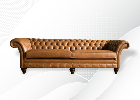 Chesterfield bank Bruin xxl Groot Leder Woonkamer Meubels 4 zits Bruin