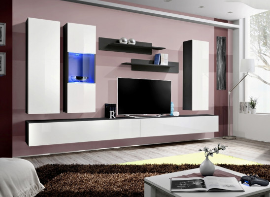 Designer set 7-dlg. Woonkamer hangende vitrine wandkast luxe meubels woonkamer