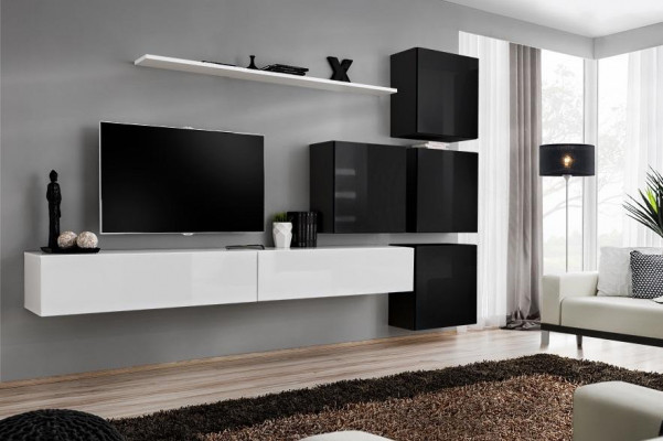 Moderne wand woonkamer plank wandkast wit luxe inrichting designer compleet