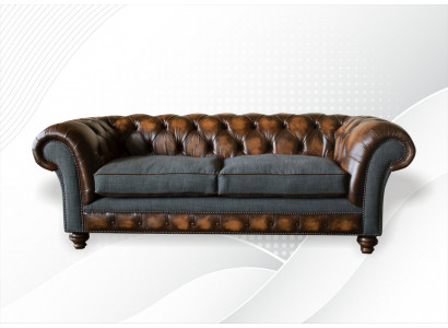 Driepersoonsbank Bekleding Design Bankstel 3-zits Banken Kamer Bruin 220cm