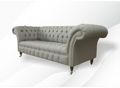 Grijze Chesterfield sofa bank stoffen lederen bank fluwelen set