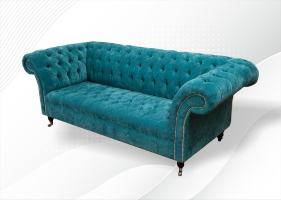 Chesterfield bank gestoffeerde bankstellen Klassieke textiel Turquoise 3-zits.