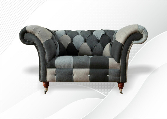 Chesterfield Design Bank Stoff Fauteuil 1,5-zits Banken Bekleding Lounge Club Nieuw