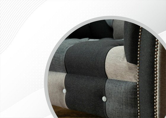 Chesterfield Design Bank Stoff Fauteuil 1,5-zits Banken Bekleding Lounge Club Nieuw