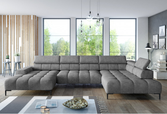 Stof U-vorm bankstel woonlandschap hoekbank slaapfunctie modern design bankstel textiel