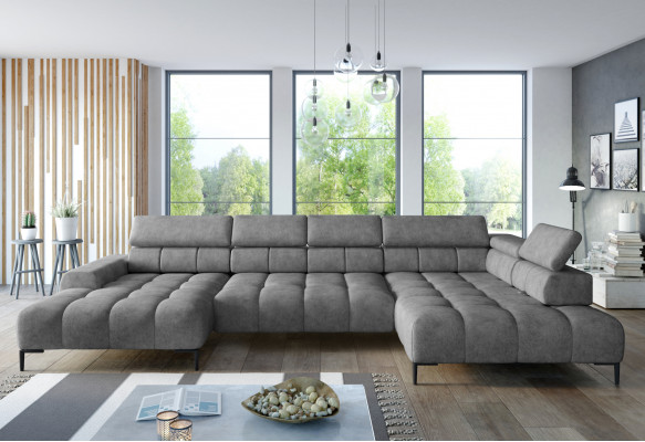 Stof U-vorm bankstel woonlandschap hoekbank slaapfunctie modern design bankstel textiel