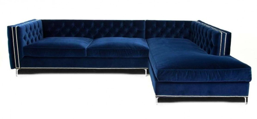 Hoekbank Blauw Woonlandschap XXL Meubelontwerp Bank Hoekopstelling Bekleding Groot Chesterfield.