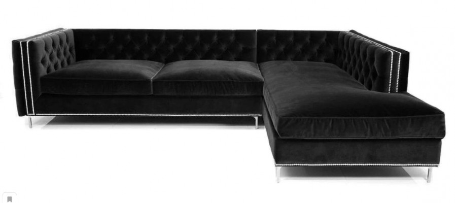 Hoekbank Blauw Woonlandschap XXL Meubelontwerp Bank Hoekopstelling Bekleding Groot Chesterfield.
