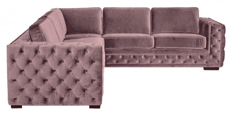 Hoekbank Rosa Fluweel Woonlandschap Bank Hoekset Bekleding Oudroze Meubel Design