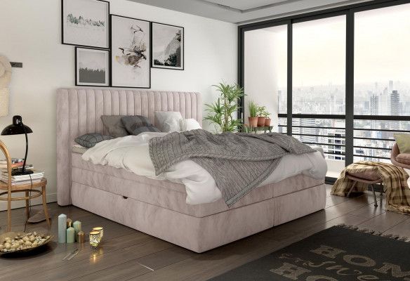Boxspringbed 180x200cm Dubbel Hotelbed Textiel Slaapkamer Bed Bekleding Nieuw