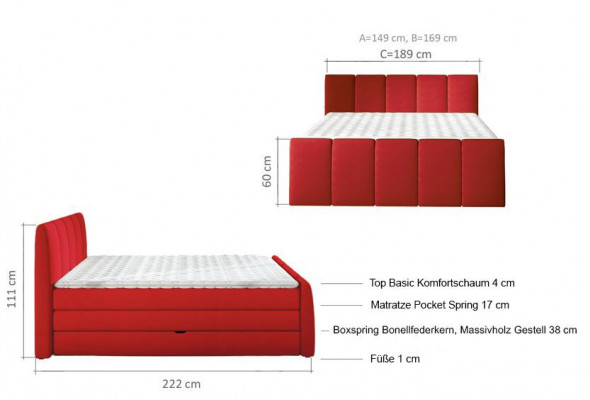 BOXSPRINGBED ONTWERP BED TOPPER BINNENVERING DUBBEL BED BEKLEED BED MET BEDKIST