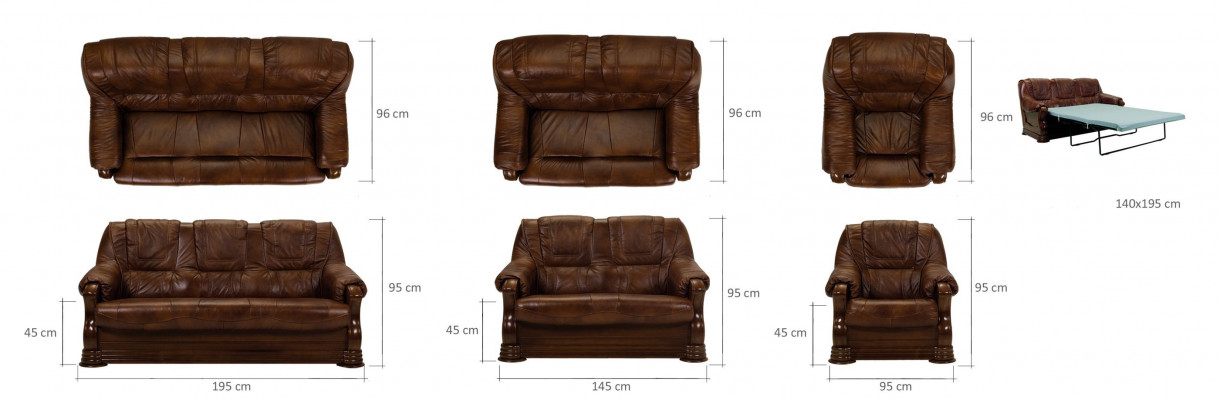 Bank Slaapbank Designer 3-zits Bank met slaapfunctie Set Bank Leren bank