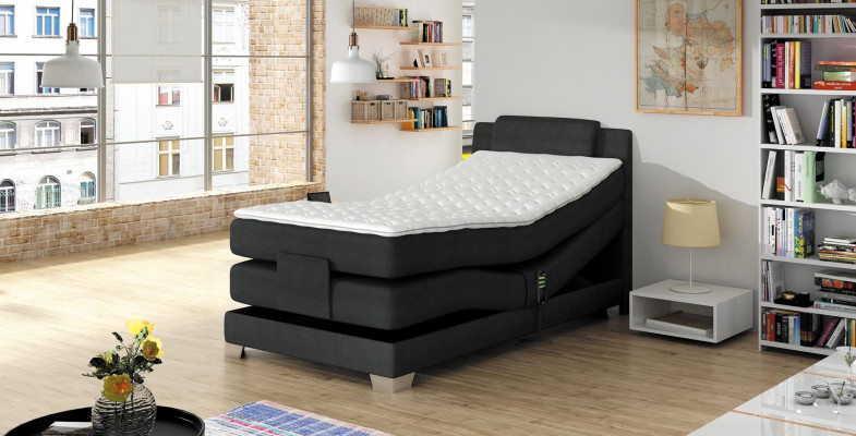 BOXSPRINGBED ONTWERP BED TOPPER GEVEERDE KERN POLSTERBETT 100 x 200 cm ELEKTRISCH