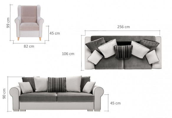 Slaapbank Designer 3-zitsbank met slaapfunctie + opbergdoos Bankstel NIEUW