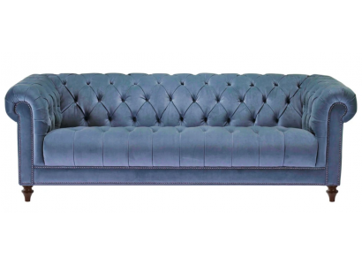 Hemelsblauwe driezits stoffen Chesterfield-design bankstellen gestoffeerde banken Origineel Nieuw