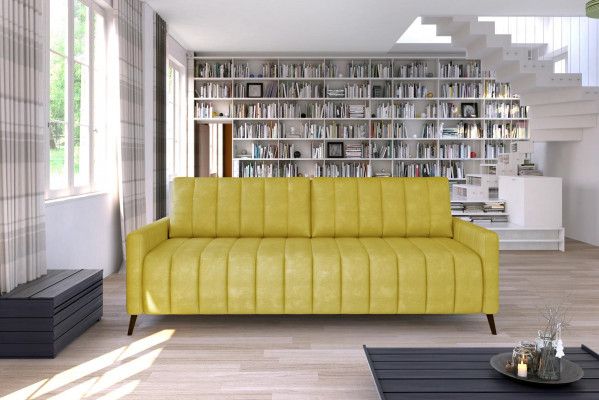 Driepersoons bank Gestoffeerde designbank Moderne 3-zitsbank Woonkamermeubels Geel