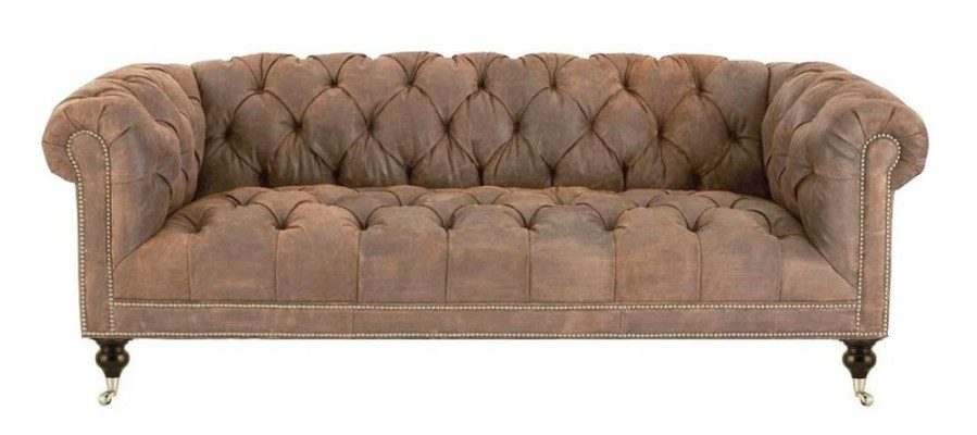 Bruin driezits Chesterfield modern design leren bankstel design meubels fluweel stof