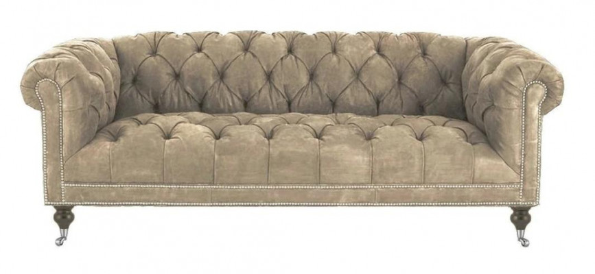 Bruin driezits Chesterfield modern design leren bankstel design meubels fluweel stof