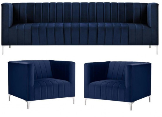 Marineblauw bankstel driezits stof Nieuw Creatief design bankstel 2 fauteuils Modern