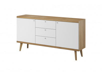 Moderne houten XXL lage commode 107 cm dressoirplanken woonkamerkast dressoirs