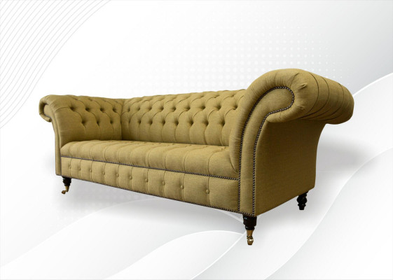 Chesterfield 3-zits Geel Woonkamer Design Bankstellen Beklede Bank Banken Stof