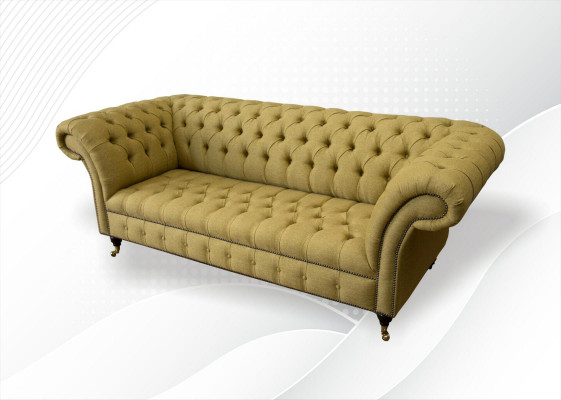 Chesterfield 3-zits Geel Woonkamer Design Bankstellen Beklede Bank Banken Stof