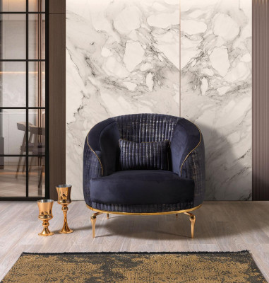 Woonkamer fauteuil gestoffeerde 1-zits bank Modern Textiel Nieuw Blauw Luxe -> Woonkamer fauteuil beklede 1-zits bank Modern Textiel Nieuw Blauw Luxe