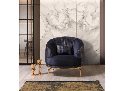 Woonkamer fauteuil gestoffeerde 1-zits bank Modern Textiel Nieuw Blauw Luxe -> Woonkamer fauteuil beklede 1-zits bank Modern Textiel Nieuw Blauw Luxe