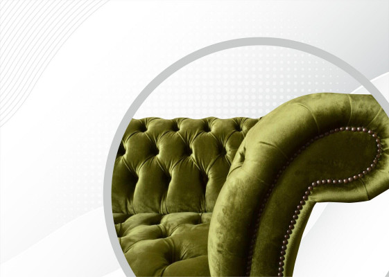 Chesterfield Groene driezits woonkamer designbank gestoffeerde bank textiel Nieuw