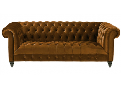 Driepersoons Chesterfield Bruin Stoffen Bank Nieuw Origineel Design Bankstellen Bekleding