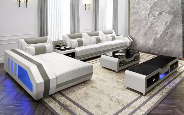 Hoekbank gestoffeerde hoekbank L-vorm salontafel Moderne bank woonlandschap 2-delig Nieuw