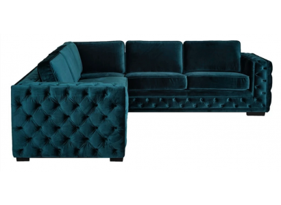 Groene hoekbank woonlandschap bank hoekbank gestoffeerd meubeldesign Chesterfield.