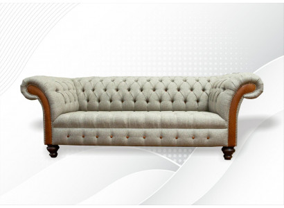 Chesterfield 3-zits Beige Woonkamer Design Banken Bekleding Bank Banken Textiel