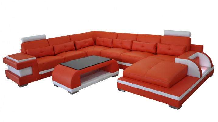 Luxe gestoffeerde leren hoekbank met USB bankstel woonkamer meubels landschap set.