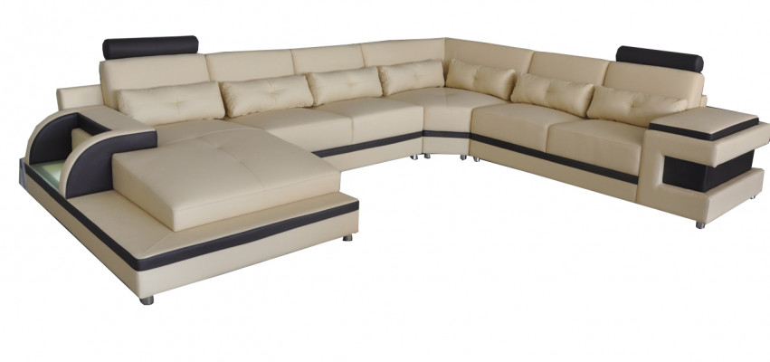 Luxe gestoffeerde leren hoekbank met USB bankstel woonkamer meubels landschap set.